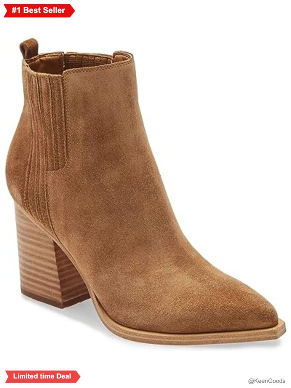 Suede Ankle Boots Pointed Toe Chunky Stacked Mid Heel Faux Fur Lined Booties